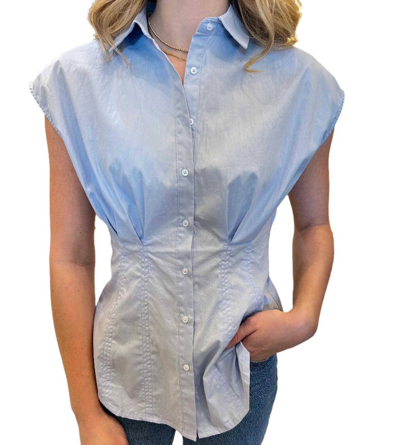 Aureum - Pleated Cap Sleeve Blouse