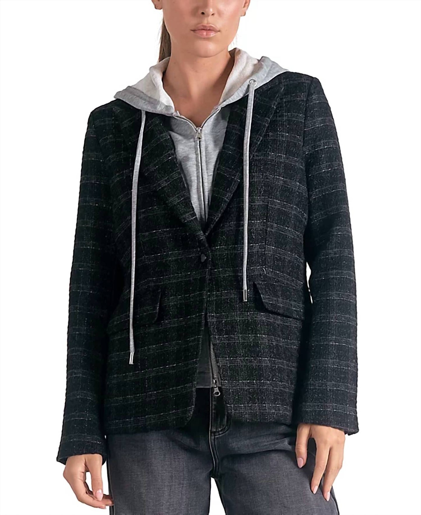 Elan - Harper Layered Blazer Hoodie