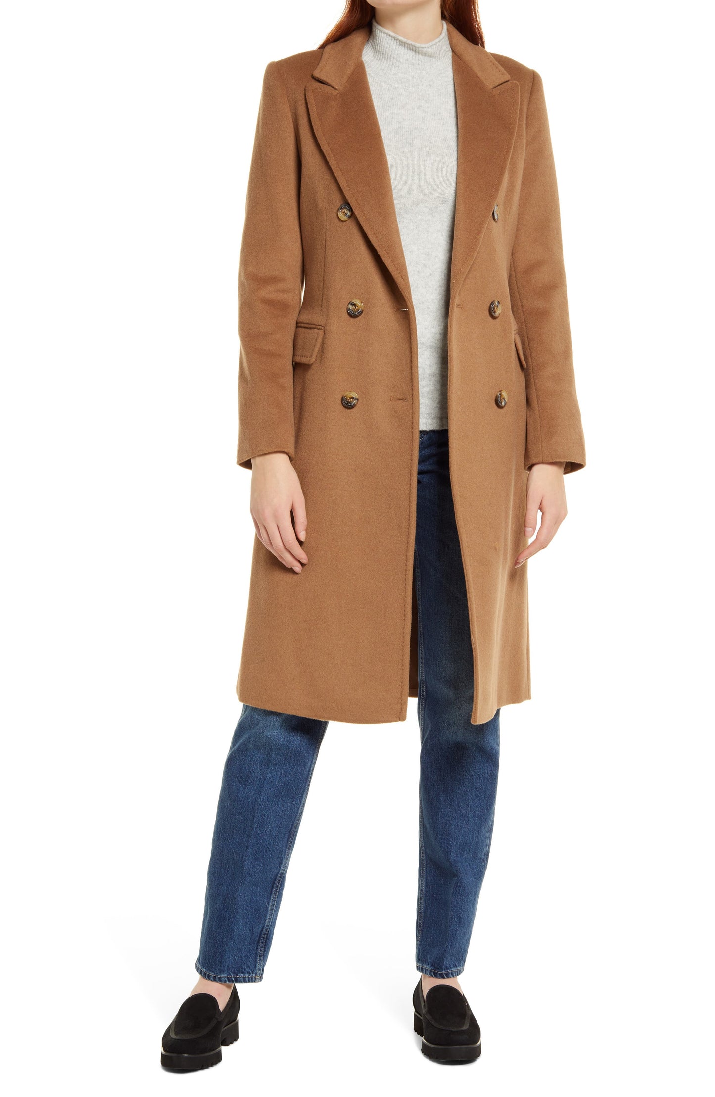 Lauren Ralph Lauren Double Breasted Wool Blend Reefer Coat Vicuna Size 6