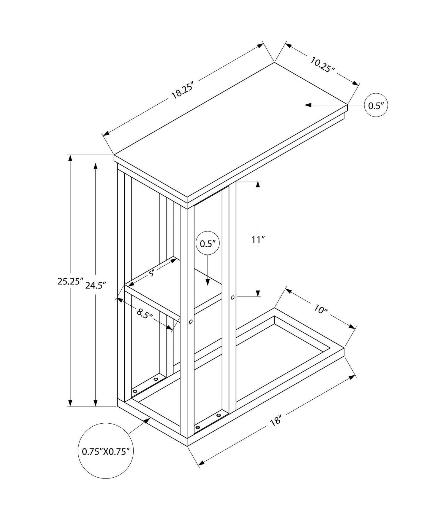 Accent Table, C-Shaped, Marble Look Contemporary & Modern Convenient Design