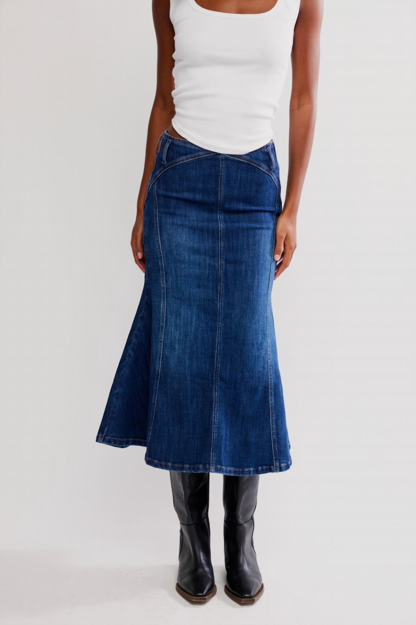 Free People - Zia Midi Denim Skirt
