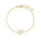 Eklexic - Women's Heart Shaped Mop Pendant With Cz Center Stone Bracelet