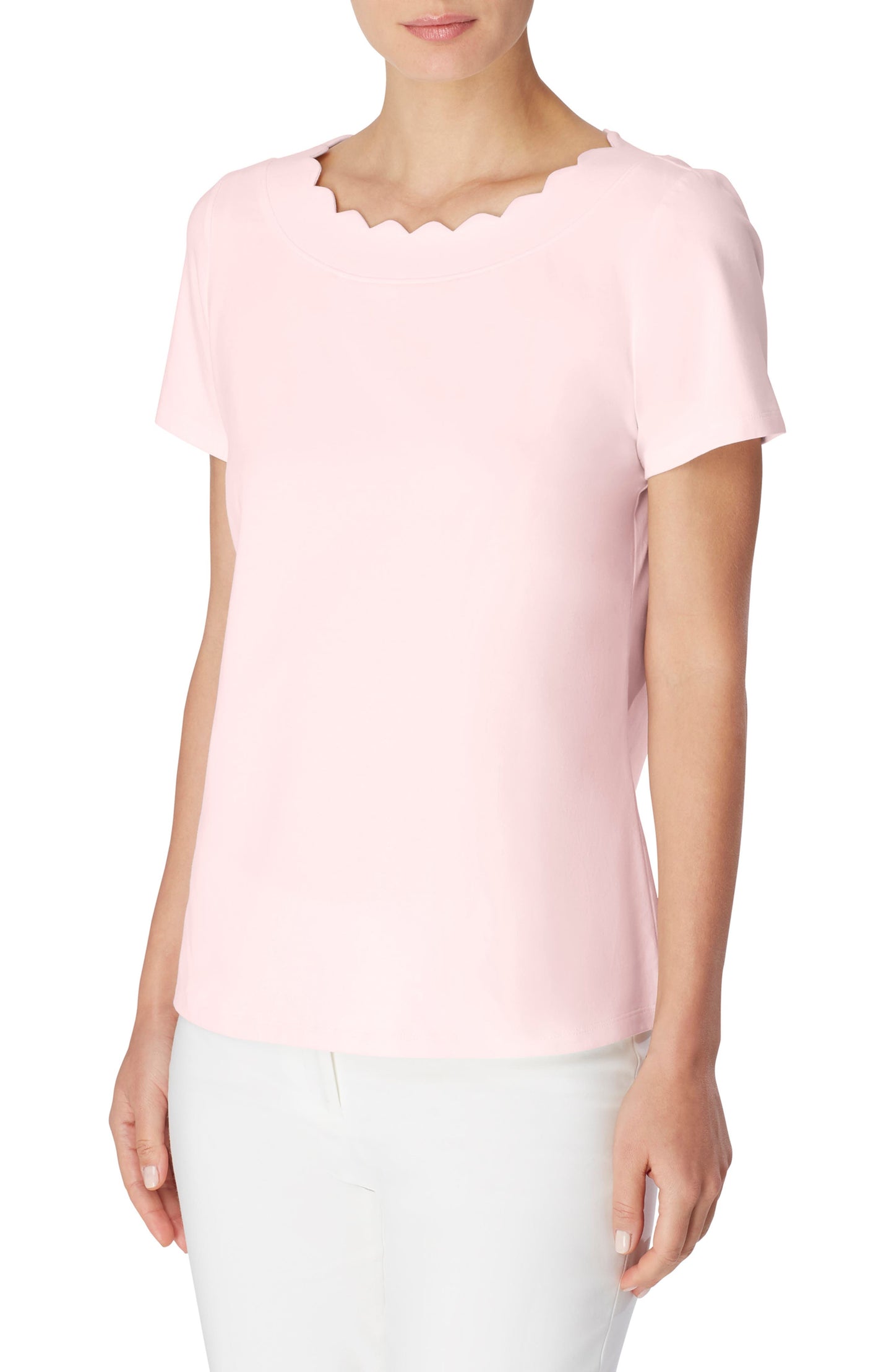womens-anne-klein-scallop-neck-top-size-x-large-pink