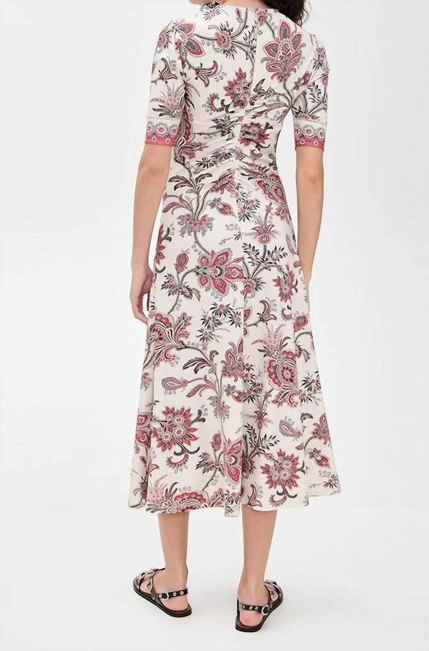 Sea - Cassandra Print Ruched Short Sleeve Dress