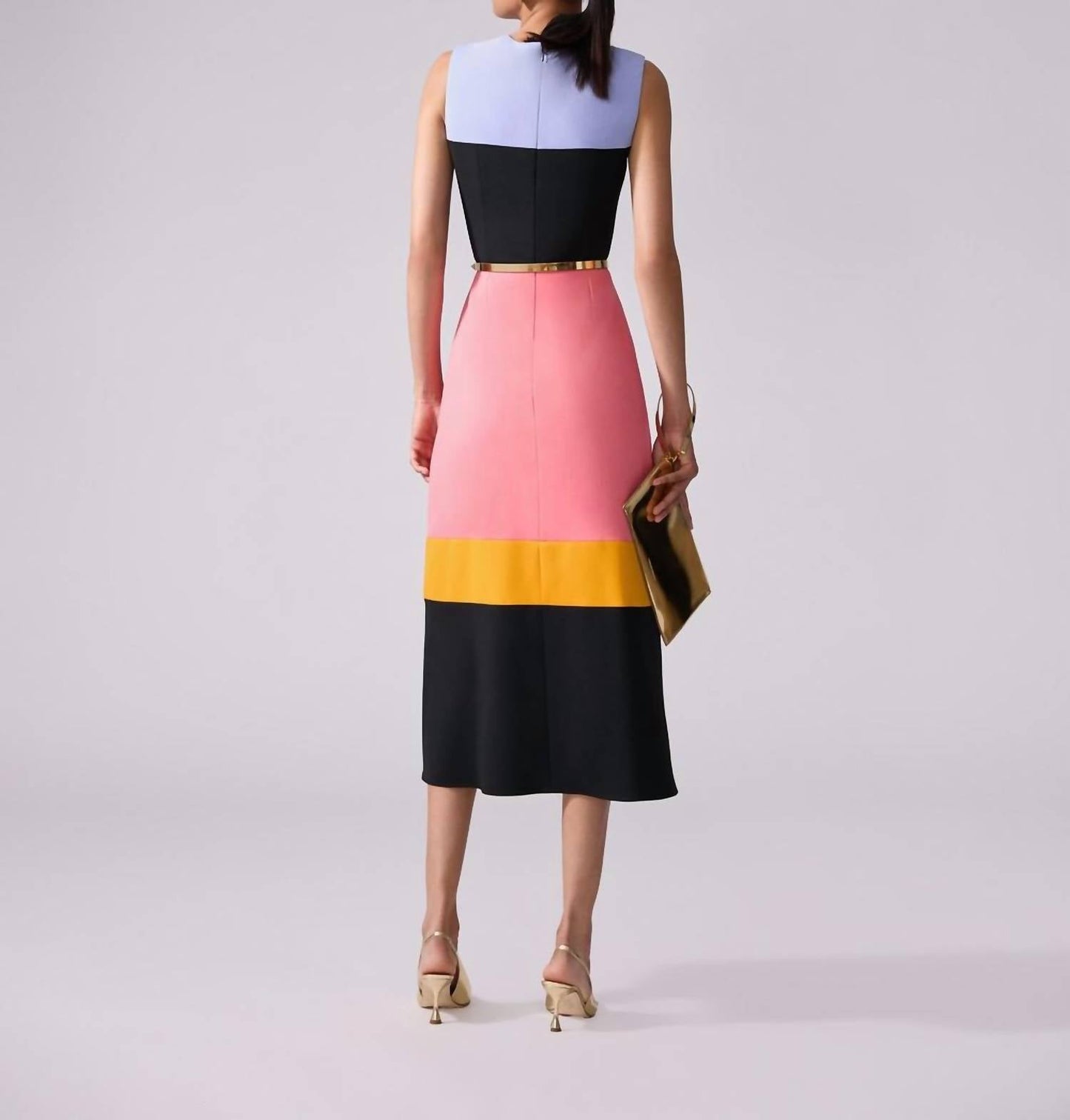 Carolina Herrera - Sleeveless Crewneck Colorblocked Midi Dress