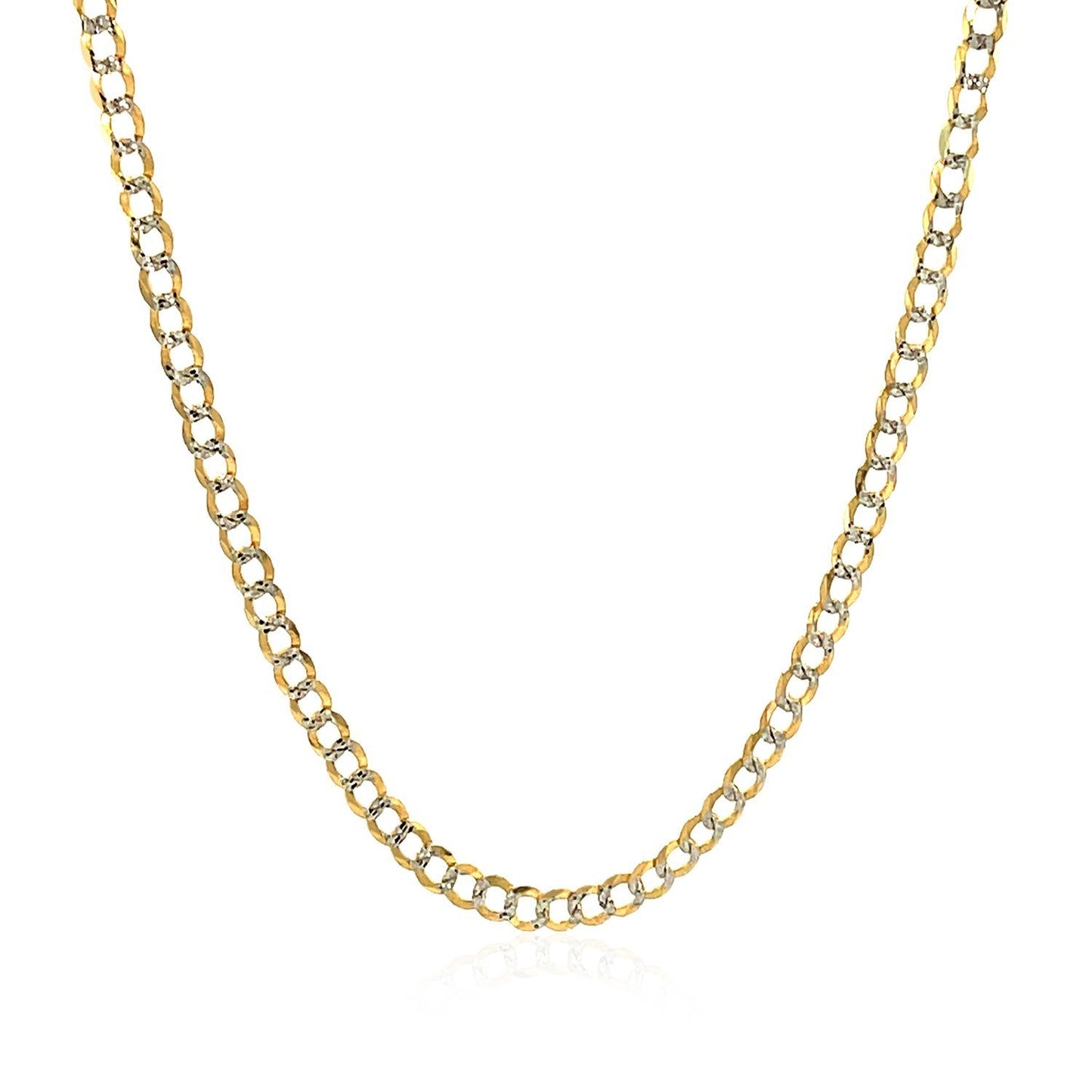 2.6 mm 14k टू टोन गोल्ड पावे कर्ब चेन