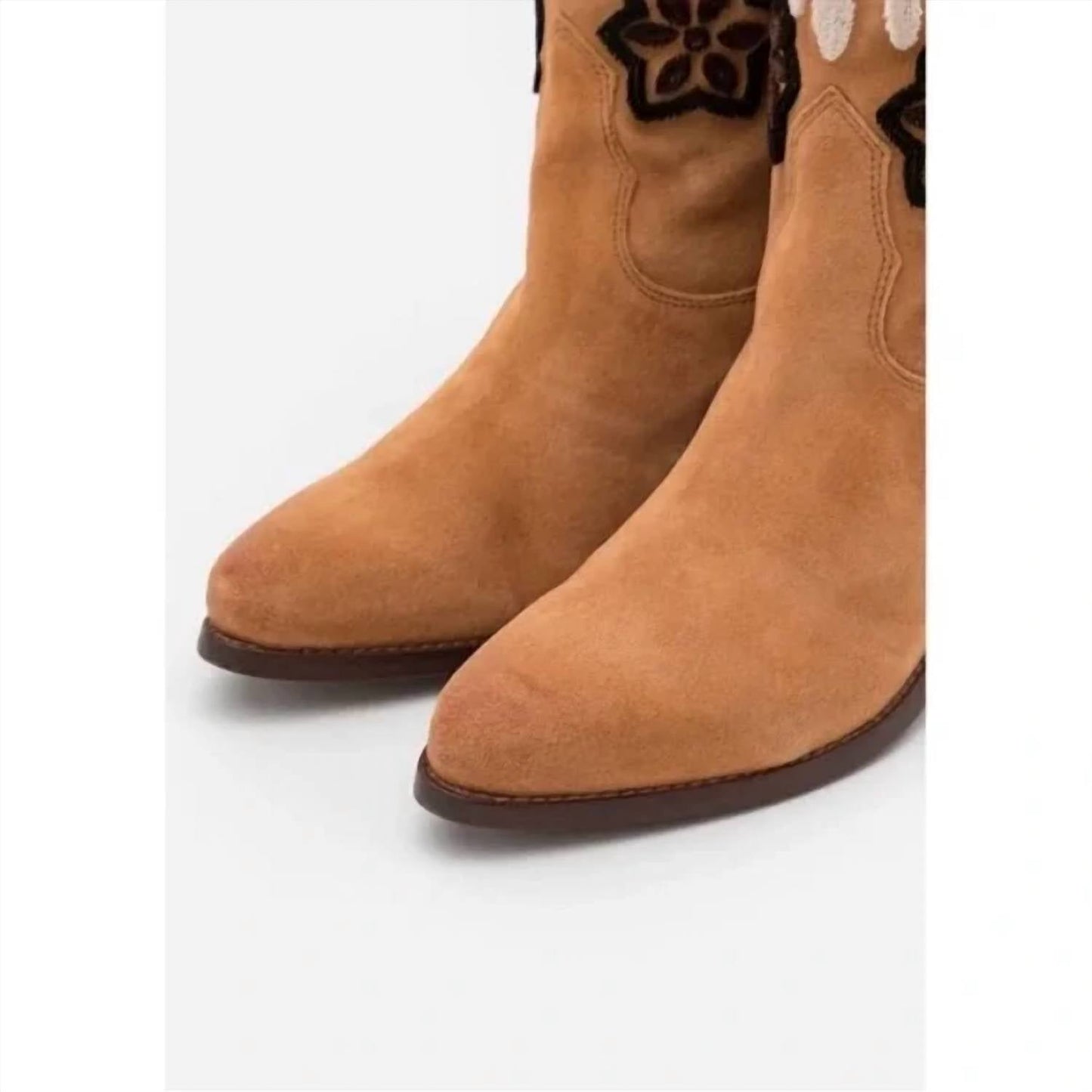 Free People - Women's Roundhouse Stitch Suede Embroidered Western Cowboy Boot