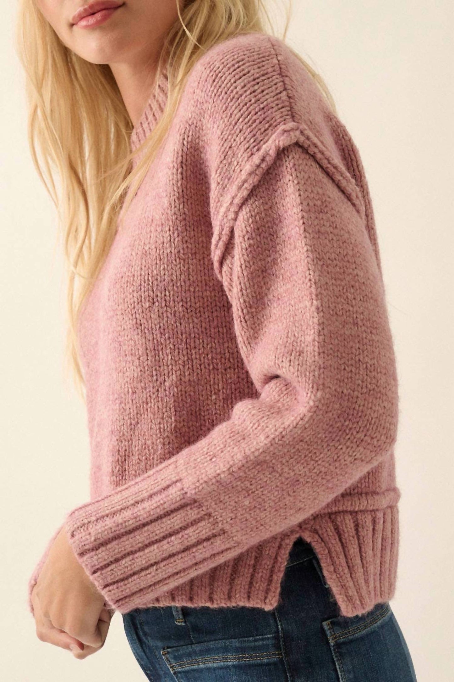 Promesa - Vana Exposed Seam Long Sleeve Sweater