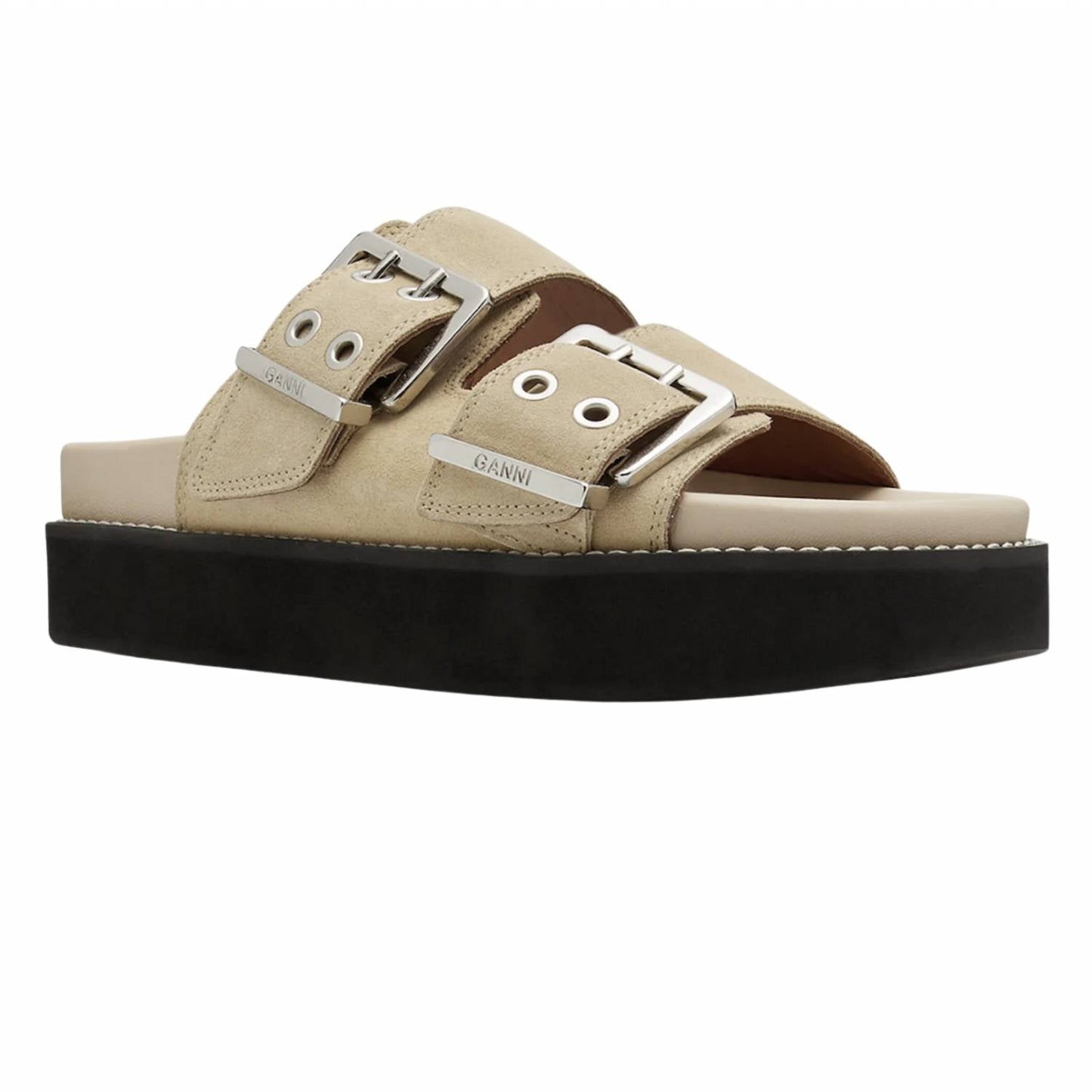 Ganni - WOMEN'S WIDE WELT CHUNKY BUCKLE FLAT SANDAL