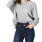 Double Take - Seam Detail Round Neck Top with Sheer Sleeves