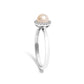 10K White Gold 5MM Cultured Freshwater Pearl  and Diamond Halo Ring (I-J Color, I1-I2 Clarity) - Ring Size 6.5