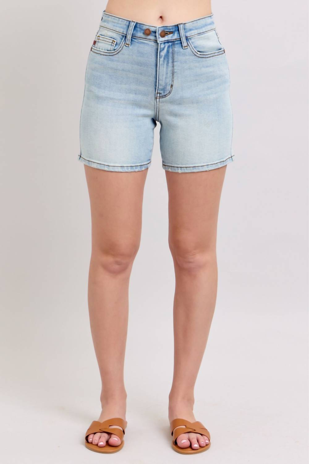 Judy Blue - 2 Button Mid Length Dad Shorts