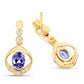 0.76 Carat Genuine Tanzanite and White Diamond 14K Yellow Gold Earrings