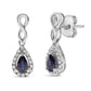 10K White Gold Pear Cut Blue Sapphire and 1/7 Cttw Diamond Infinity Drop and Dangle Earrings (I-J Color, I1-I2 Clarity)