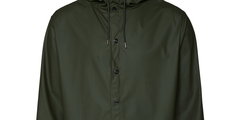 Rains Men's Lightweight Hooded Rain Jacket Green Size Medium