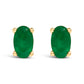 14K White Gold 5x3 MM Oval Green Emerald Solitaire Stud Earrings