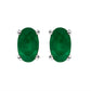 14K White Gold 5x3 MM Oval Green Emerald Solitaire Stud Earrings