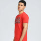 Jack & Jones Men's Graphic Logo Crew Neck Short Sleeve T-Shirt Dark Red Size Medium