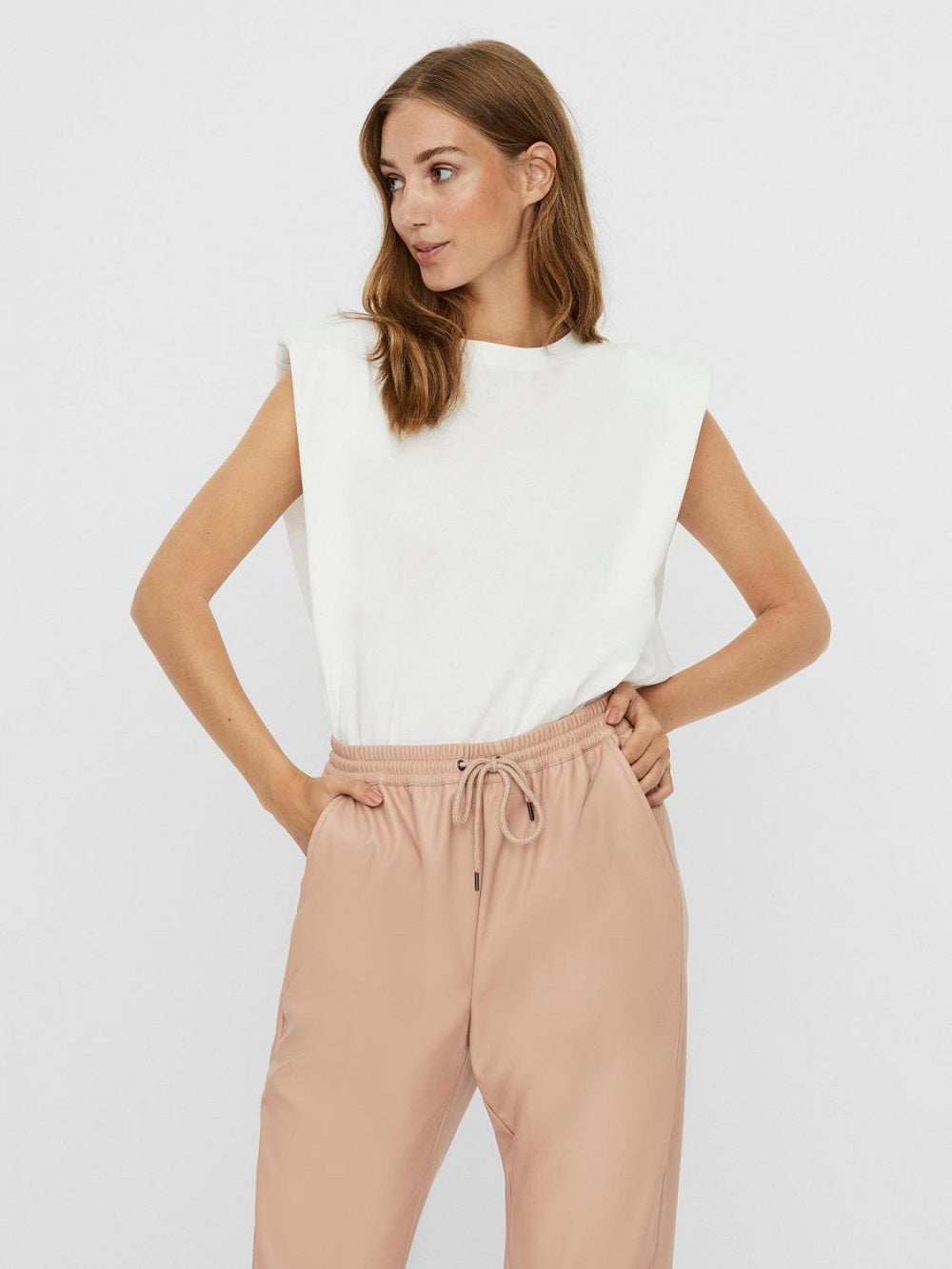 VERO MODA Women's Shoulder Pad Top White Size Large