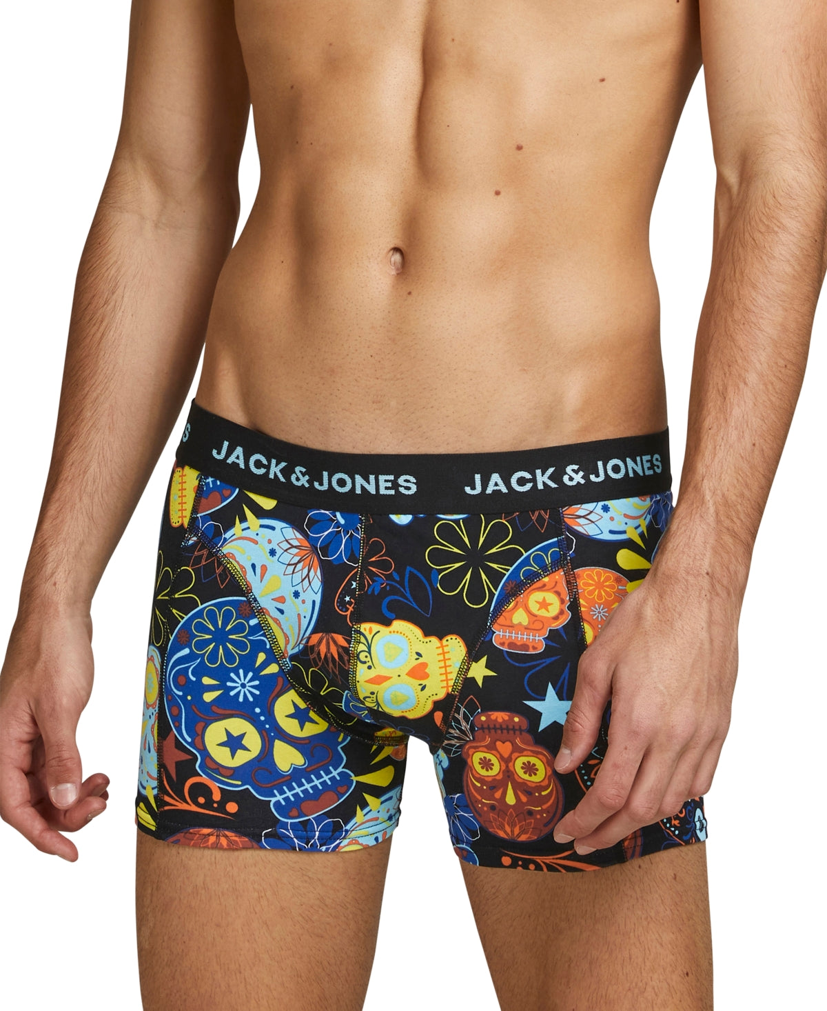 Jack & Jones Men's 3 Pk Stretch Printed Trunks Black Size X-Large