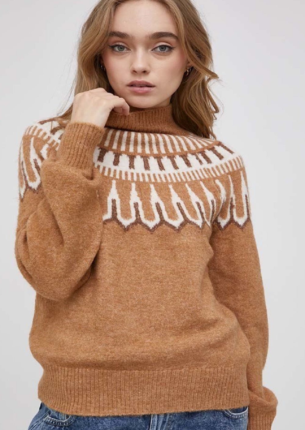 VERO MODA महिलाओं का अमोरा स्वेटर ब्राउन