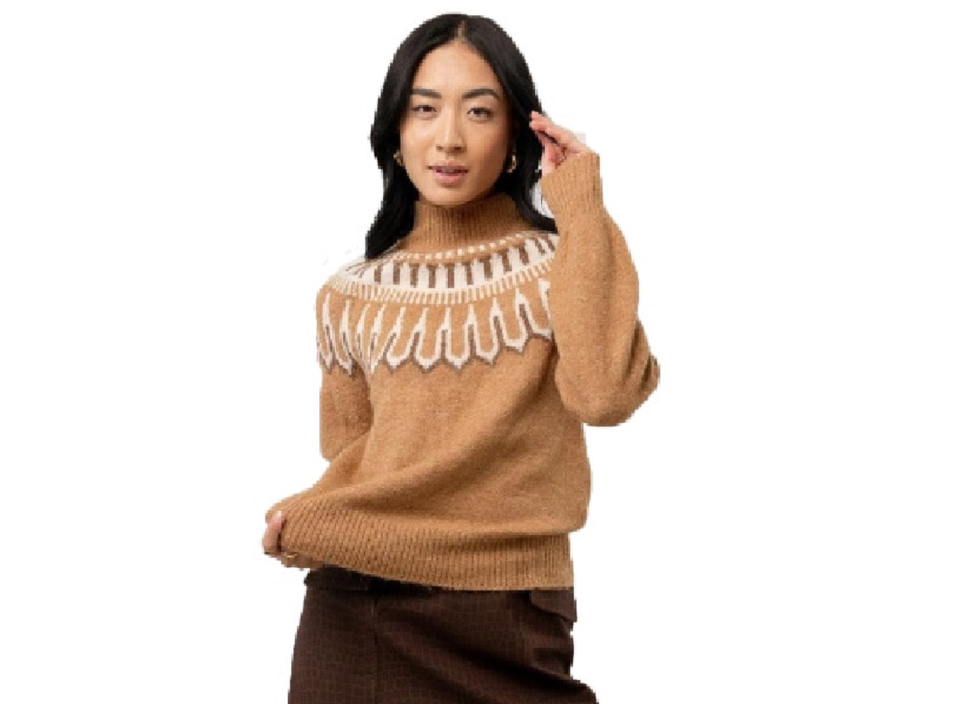 VERO MODA महिलाओं का अमोरा स्वेटर ब्राउन