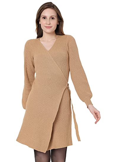 VERO MODA महिला अलेक्जेंड्रिया निटेड ड्रेस ब्राउन, छोटा आकार