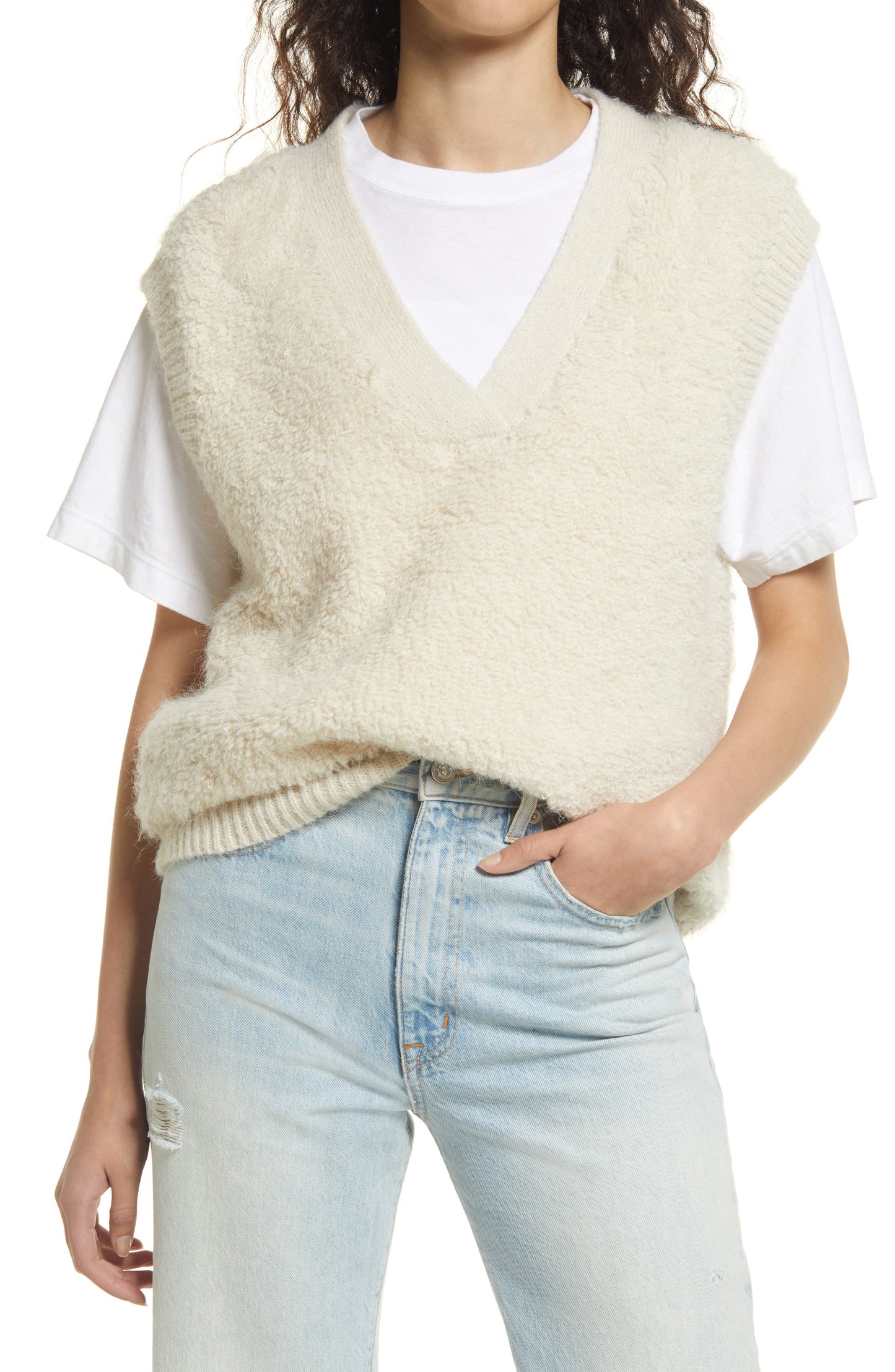 VERO MODA Women's Loopi Fuzzy Sweater Vest Brown Size Small