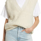 VERO MODA Women's Loopi Fuzzy Sweater Vest Brown Size Small