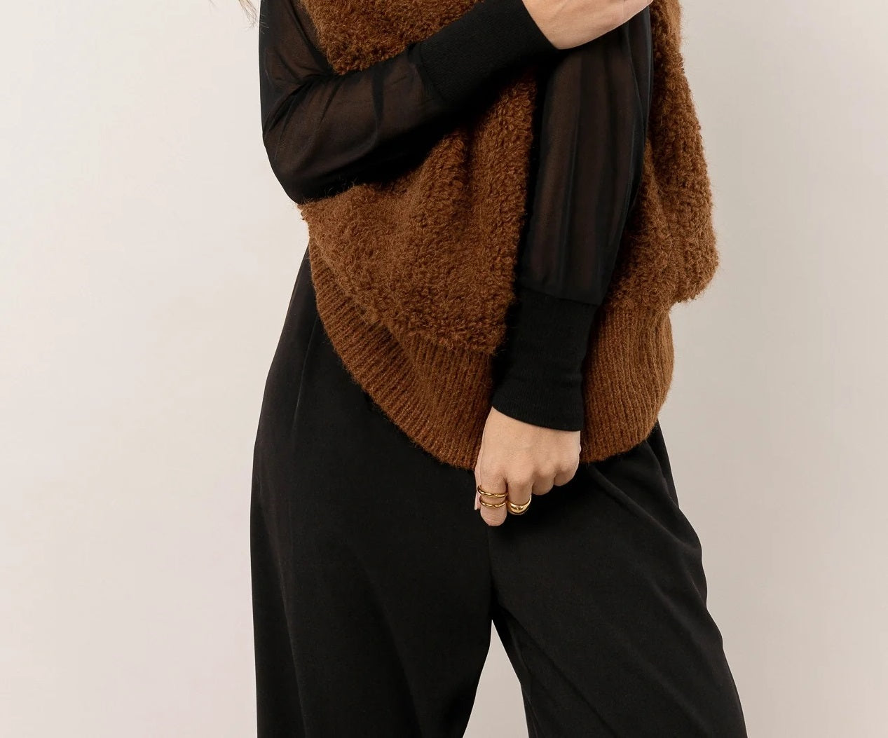 VERO MODA Women's Lucia Sweater Vest Brown Size Medium