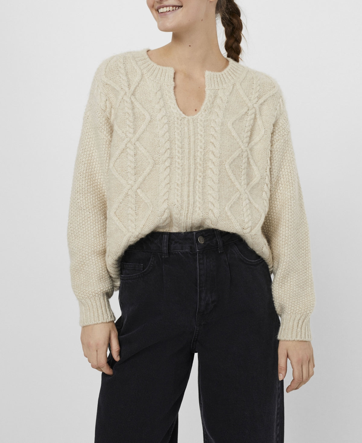 VERO MODA महिलाओं का रीज़ स्वेटर, भूरा, छोटा साइज़