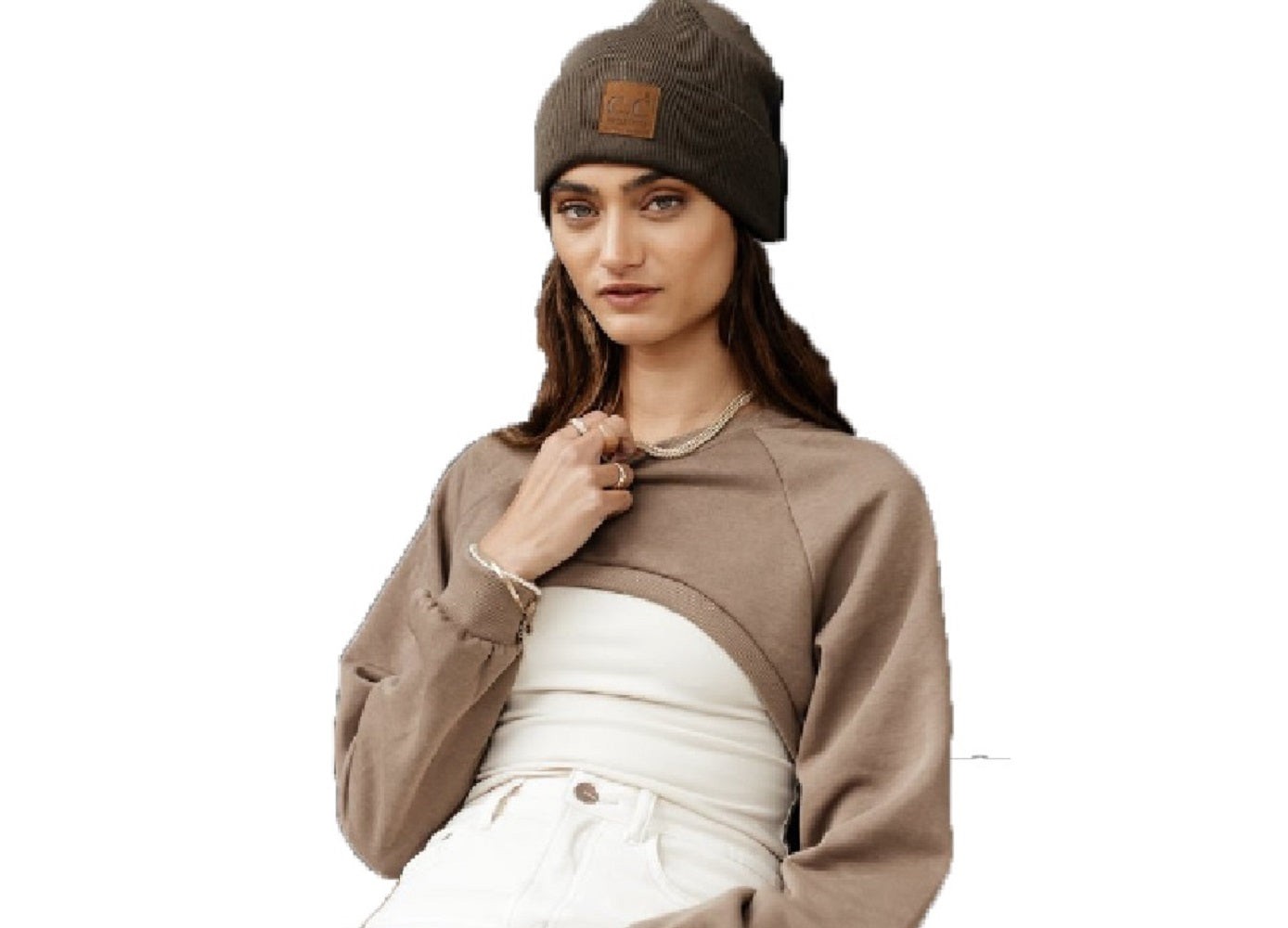 VERO MODA Women's Alia Ultra Cropped Sweater Brown Size Medium