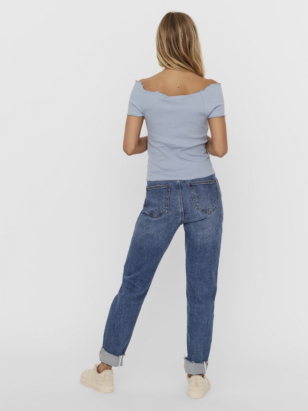 VERO MODA Women's Gabriella Ribbed Top Blue Size Large