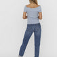 VERO MODA Women's Gabriella Ribbed Top Blue Size Small