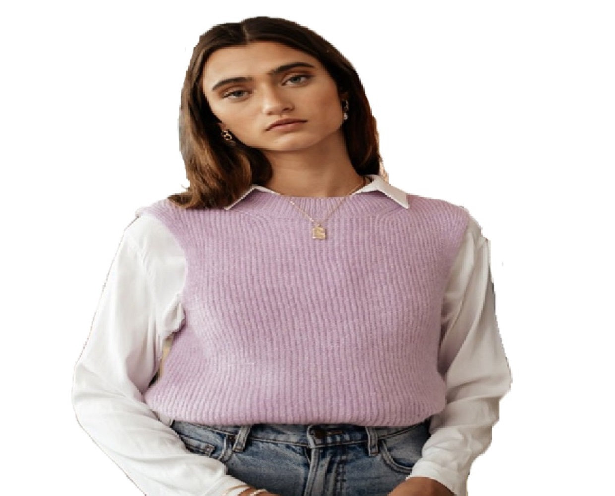 VERO MODA Women's Ruth Sweater Vest Purple Size Smal