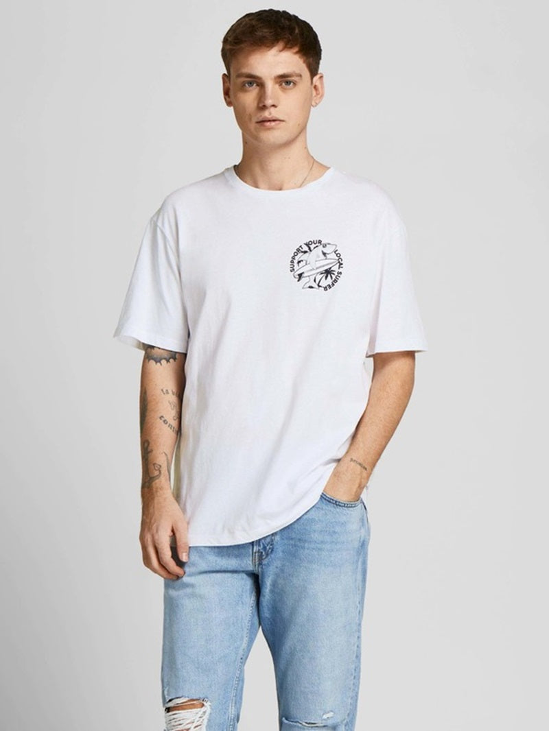 Jack & Jones पुरुषों की जेजेचिलर पैराडाइस टी-शर्ट, सफेद, एक्स्ट्रा-लार्ज