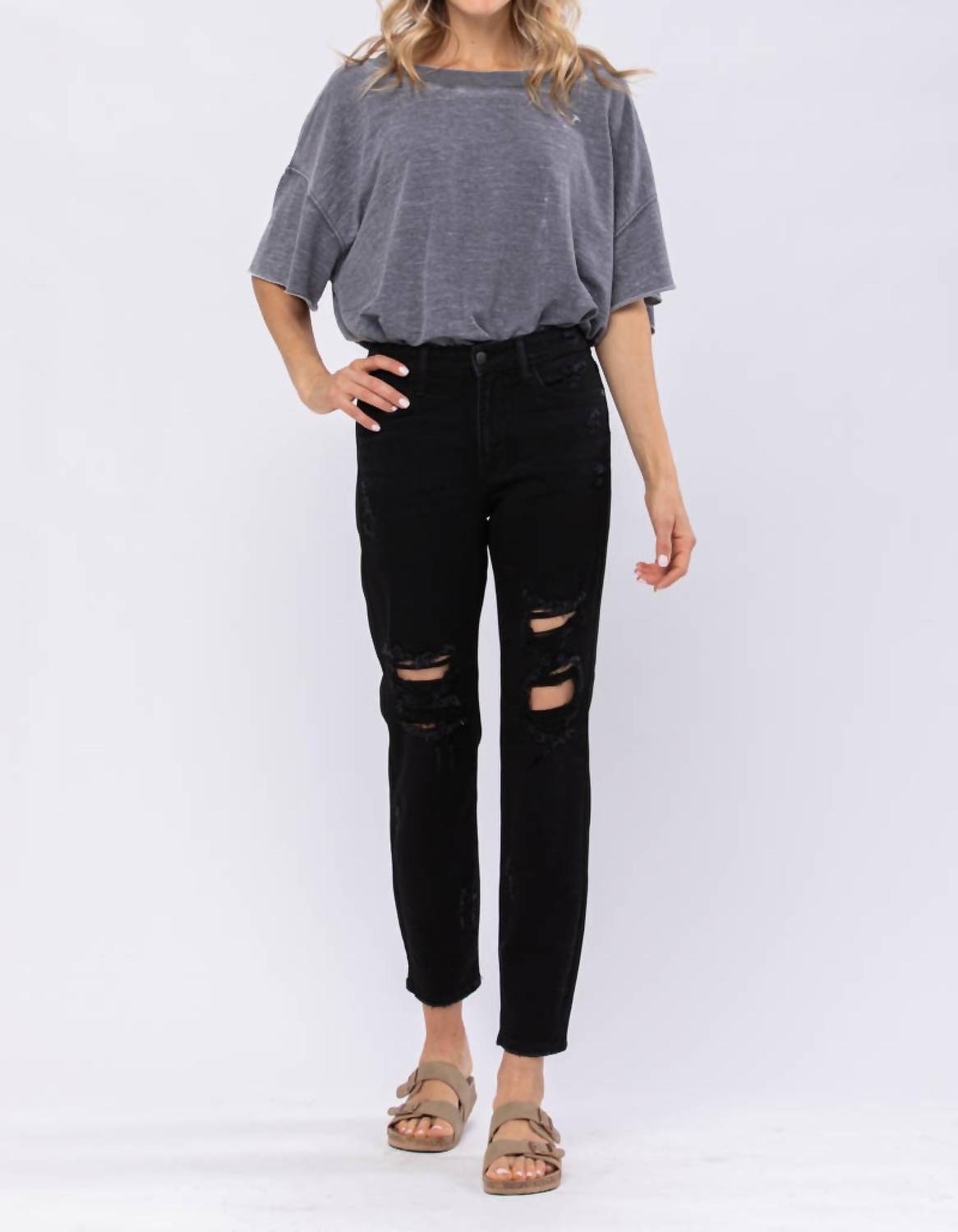Judy Blue - High Waist Destroyed Boyfriend Denim Jeans