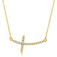 14k Yellow Gold Curved Crucifix Diamond Accented Necklace (.21cttw)