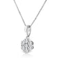 14KT White Gold 1/2 cttw Diamond Floral Cluster Pendant Necklace (HI, SI2-I1)