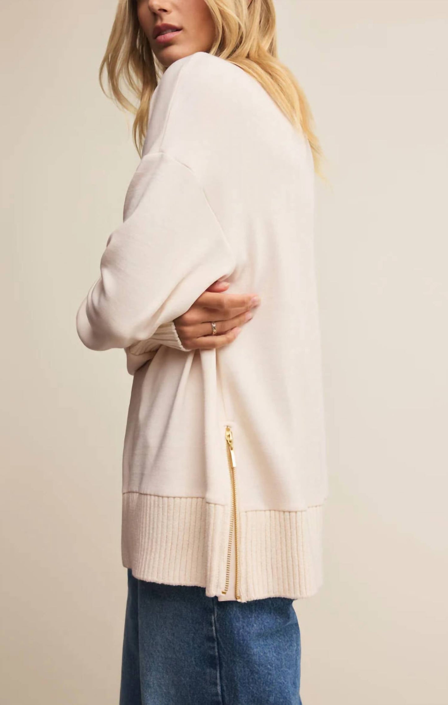 Z Supply - Sable Luxe Rib Mock Neck Sweatshirt
