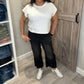 Judy Blue - High Waist Button Fly Destroyed Raw Hem Cropped Wide Leg Denim