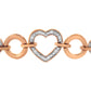 10K Rose Gold over .925 Sterling Silver 1/10 Cttw Round-Cut Diamond Heart Link Adjustable Bolo Bracelet (H-I Color, I2-I3 Clarity) - 6"-9" Adjustable