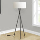 8th Street Black Metal Floor Lamp with Ivory Fabric Shade