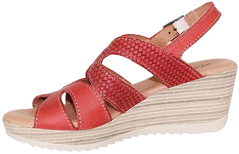 ड्रोमेडारिस विमेन लॉरेन स्लिंगबैक सैंडल रेड वैक्स्ड लेदर