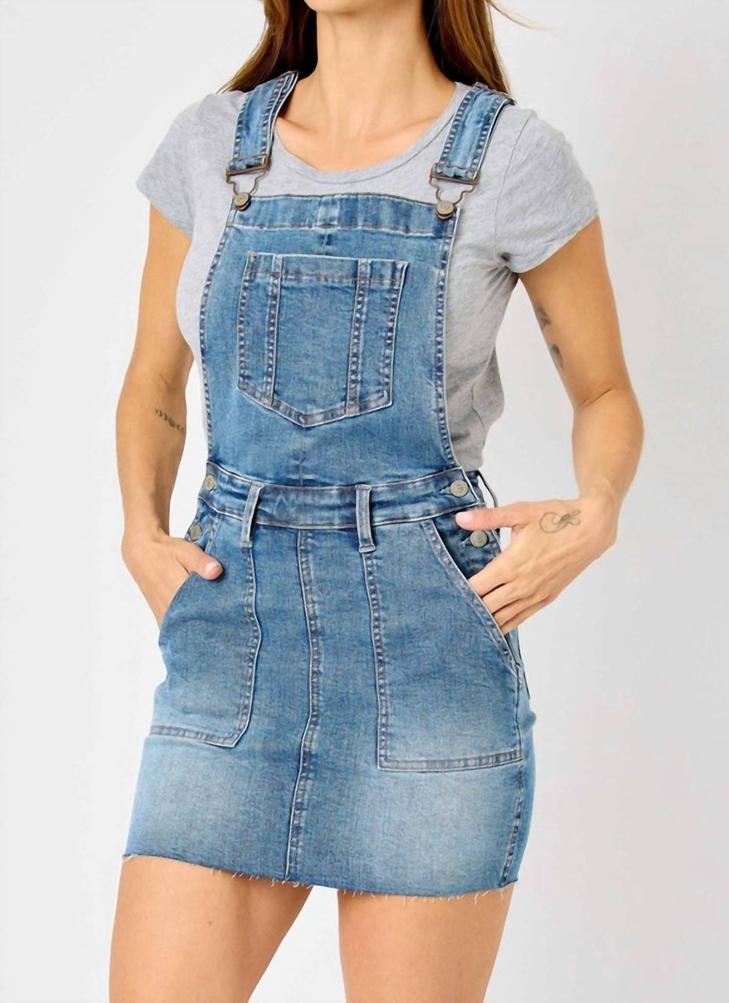 Judy Blue - Women's Raw Hem Overall Skirt