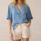 Faherty - Dune Cotton Gauze Short Sleeve Top