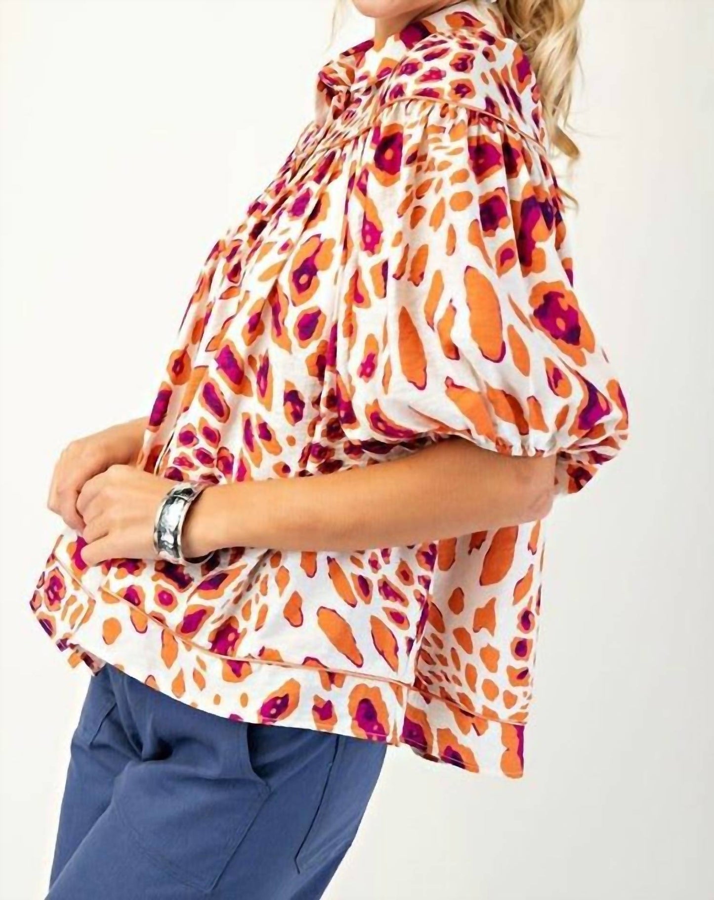Gigio - Leopard Print Button Down Blouse