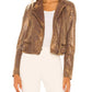Free People - Snakeskin Fenix Faux Suede Leather Moto Jacket