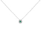 14K White Gold 3.8 MM Green Emerald and 1/3 Cttw Diamond Composite Halo 18" Pendant Necklace (F-G Color, VS2-SI1 Clarity)