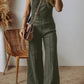 1 The Woman - Seamed Zipper Spaghetti Strap Flared Jumpsuit